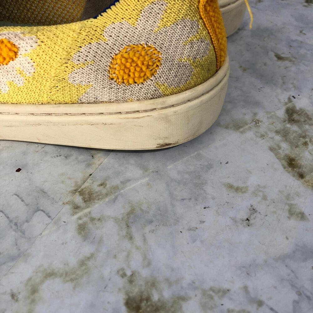 Rothy's The Sneaker Youth Girls Size 4 Shoes Yellow Ivory Orange Floral Low Top - Picture 15 of 15